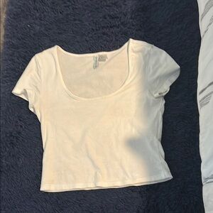 H&M Cream Cap Sleeve Crop Top